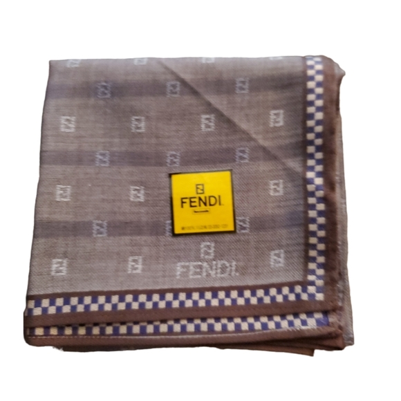 Fendi yellow label Scarf Hankerchief 100% cotton NWT - Picture 1 of 3
